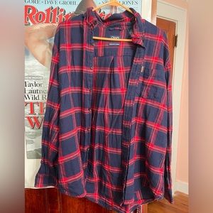 Large blue and red flannel
